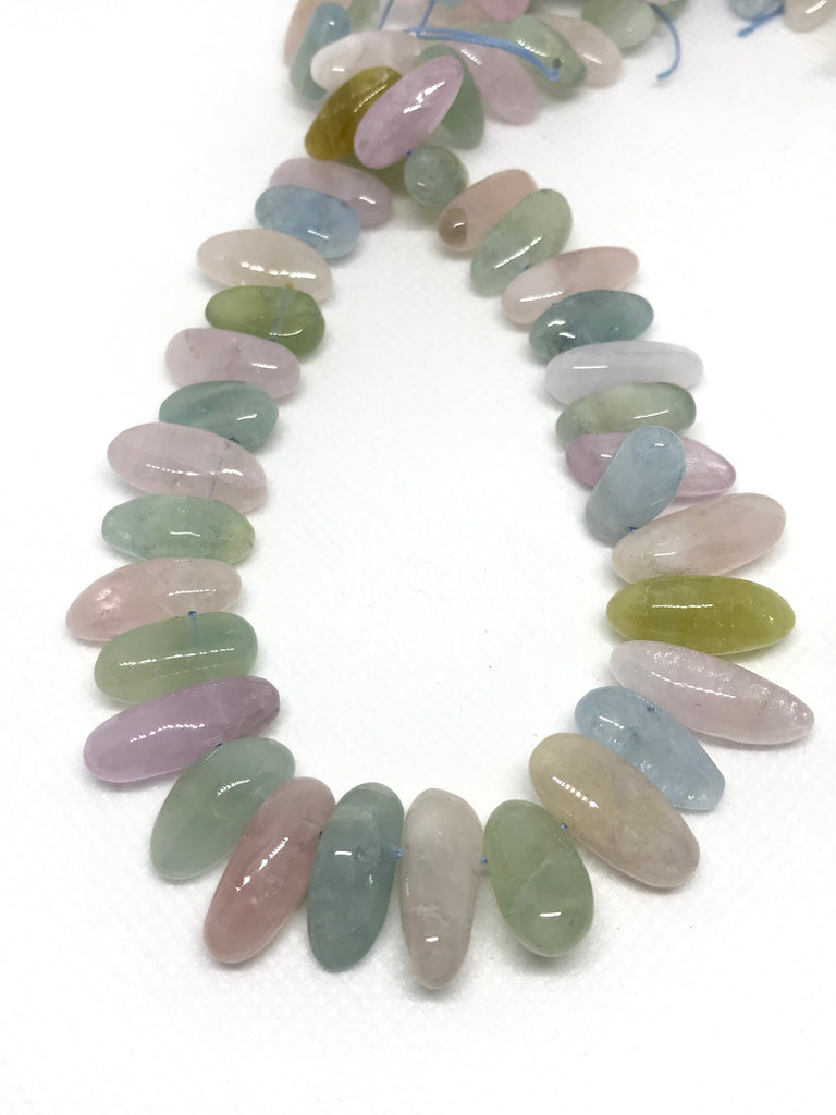 Beautiful Natural Aquamarine  Multi color,12x8to8x19 mm, strand 16 inch,Plain  , Most Creative.  (# 1032)