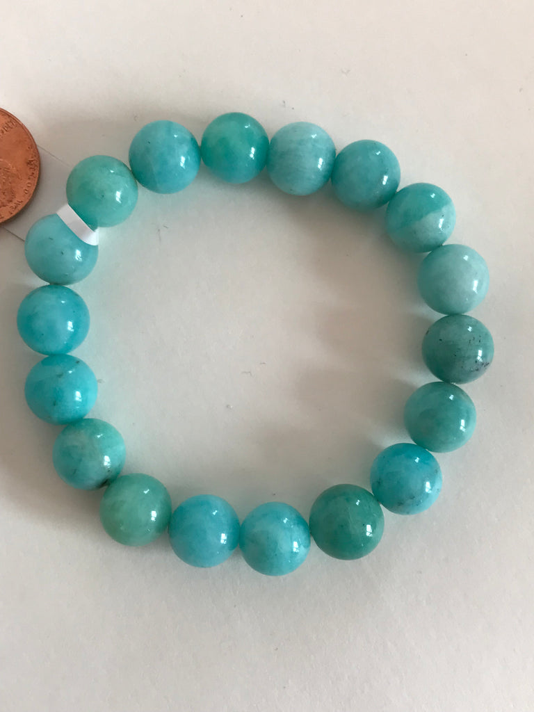 Beautiful Amazonite Roundale Plain 10mm ,Streach Bracelet  creative. Beautiful N attractive color ( Jb-0065)