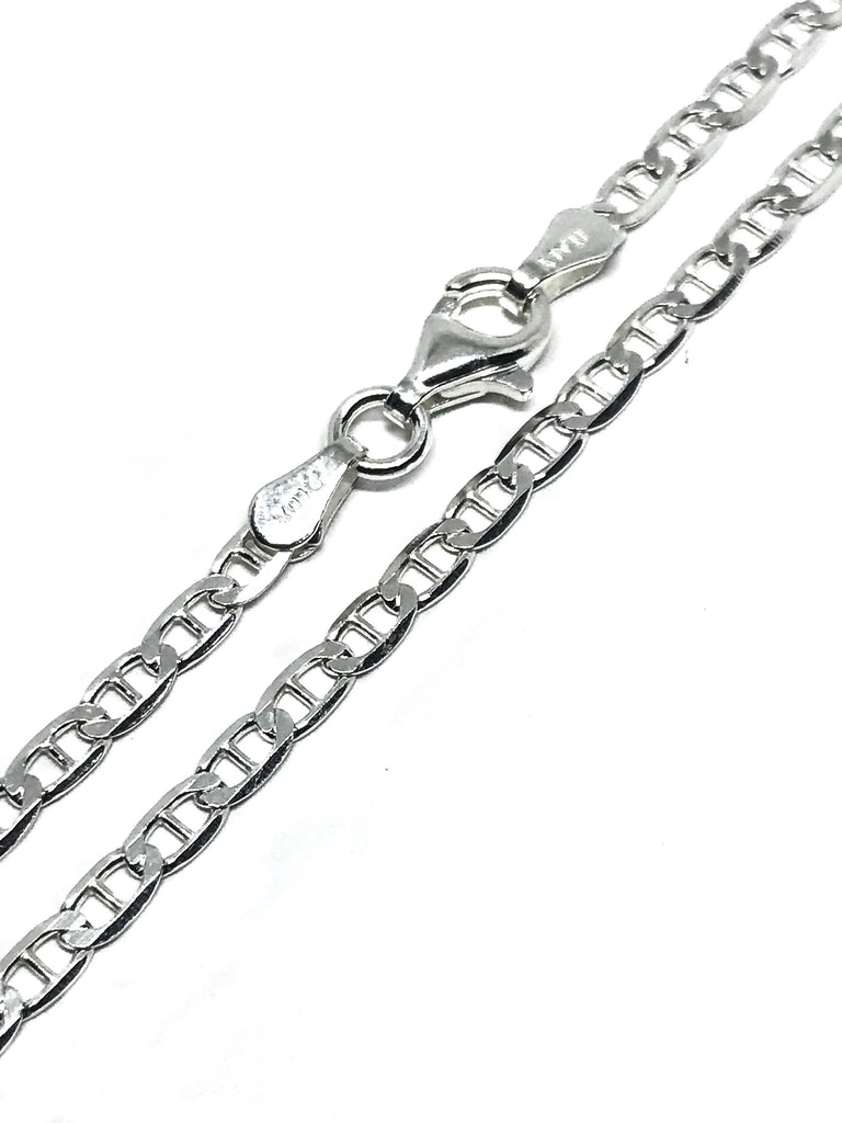Italian 925 Sterling Silver Cuban curb Flat Chain, 0.7 MM, 16''-24"  ,Nickle free ,Non tarnishing , Fine Craftman (FM605 )