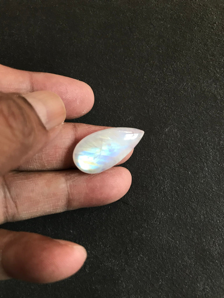 Rainbowmoonstone Pear Cabochons 1 pcs, AAA  Extra ordinary quality, best Sheen or Rainblw, 14.77x28.56