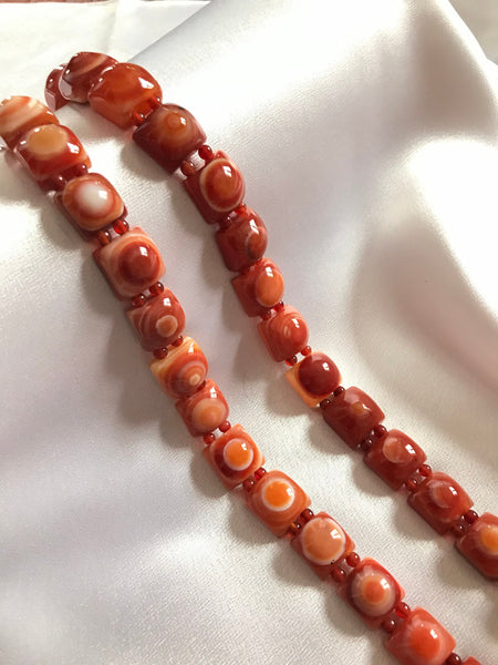 Beautiful Carnelian Square Dom Fancy ,Unusual  with self Natural design 17x16,100% Natural ,Most creative.( 1094)