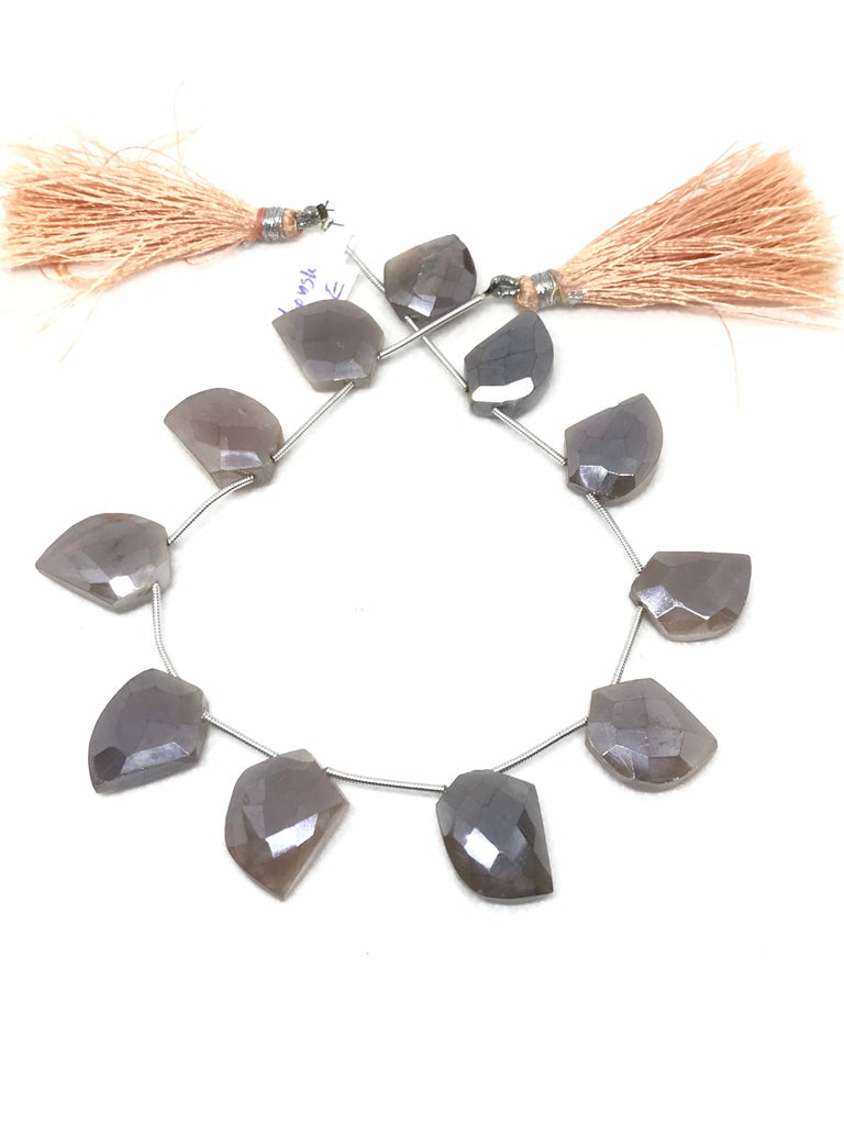 100%Natural Moonstone faceted Fancy Briolette with coating on it ,Peach,Gray color 12.5x18  mm appx. 8 inch ( #1098 )
