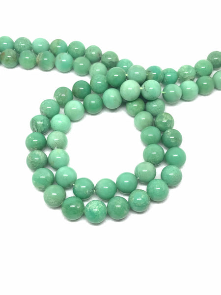 10MM Chrysoprase Bead, Smooth Chrysoprase Round Plain Bead Necklace, 16 Inch Strand Bead, 100% Natural Gemstone For Jewelry Making (#1131)
