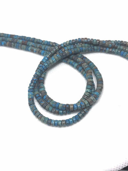 Beautiful Turquise Plain Hishi shape 4.5 mm appx.100% Natural earth mined, Blue, 16" length very creative,Natural color combination (1147)