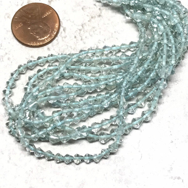 Aquamarine Briolette Beads, march Birthstone, Faceted Aquamarine Necklace, 4.4MM Gemstone Beads, 15 Inch Strand, Gift For Women (#1281)