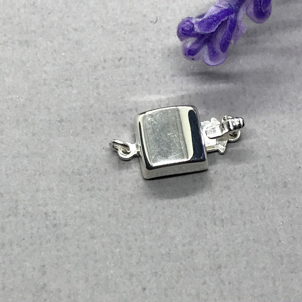 Sterling Silver 1 Strand tab Square Push in Clasp (Package of 2 pc )  AYS-SRC-1