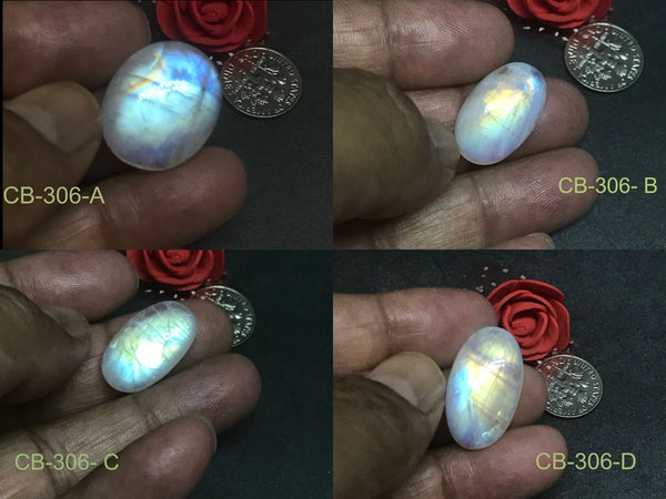 Rainbow moonstone Ovals Cabochons , AAA Extra ordinary quality, best Sheen or Rainbow, Wire Wrap or jewelry design (#306)