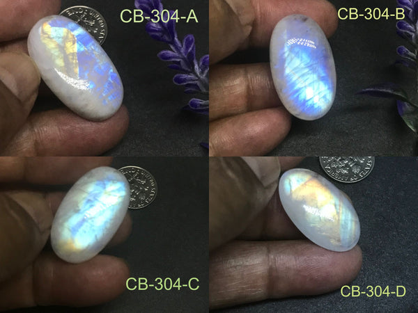 AAA Natural rainbow Moonstone, Large Oval Moonstone Cabochons For Pendant, Blue fire Large Moonstone For Jewelry making, June Gemstone
