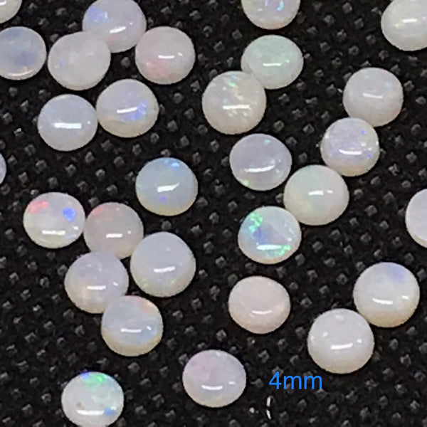 AAA Natural Australian Opal, 4 MM Round Opal Cabochons, Brilliant Rainbow Fire Opal Gemstone For Ring, October Birthstone (# CB 00319)