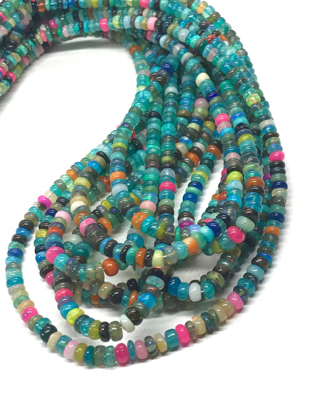 Natural Ethiopian opal bead,AAA Opal Rondelle Beaded Necklace, Multi color Opal Plain Beads, Welo Opal Plain Beads, Opal Neckalce#1369