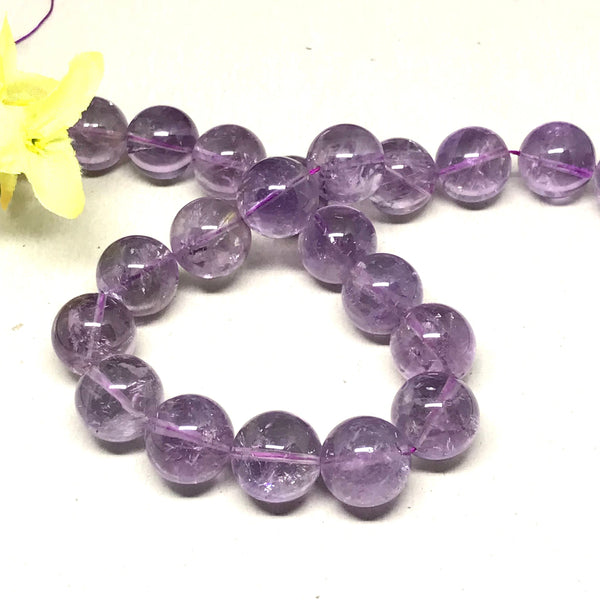 Natural Amethyst Beads, 18mm Plain Round Purple Amethyst Beads, 16 Inch Smooth Bead Strand For Jewelry Making, Gift For Her (# 1020 )