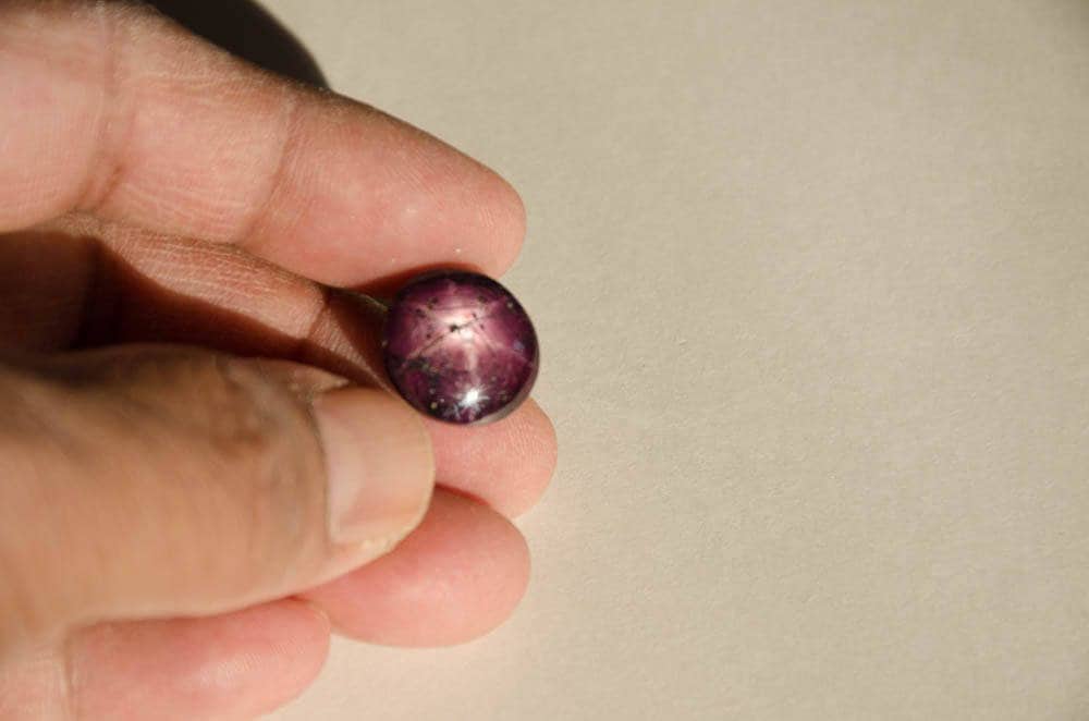 Natural Star ruby, Natural Star Ruby Cabochons,14.25X15.12MM Big Ruby Gemstone For Jewelry,Red in Focus Sun Light/Torch light as per photo