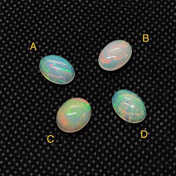 100% Natural Ethiopian Opal, Loose White Opal Cabochons, 10X7 & 10X8MM, Opal Shape, Rainbow Fire Round Opal For Jewelry Making, (#G-162)