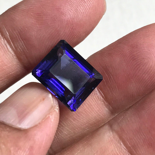 9.50ct Natural Iolite 14x12mm AAA Emerald Cut Iolite Faceted Gemstone Very Rare Blue Color , Sapphire Substitute, September Birthstone