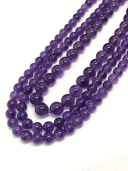 AAA Amethyst Beads,Calibrated Round Amethyst Bead Necklace, 6 & 8MM 100% natural Amethyst Crystal Gemstone For Jewelry Making,16 Inch Strand