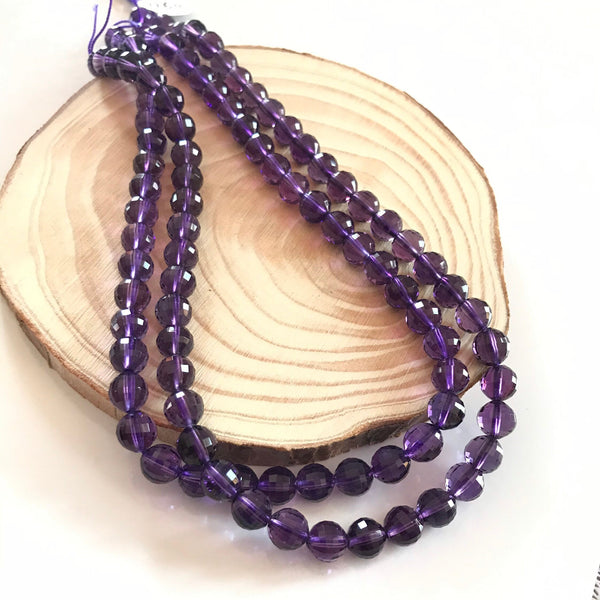 AAA Amethyst Beads, Calibrated Amethyst Beaded Necklace,8MM Round Amethyst, Faceted Luster Amethyst Gemstone, 16 Inch strand, Gift For Women