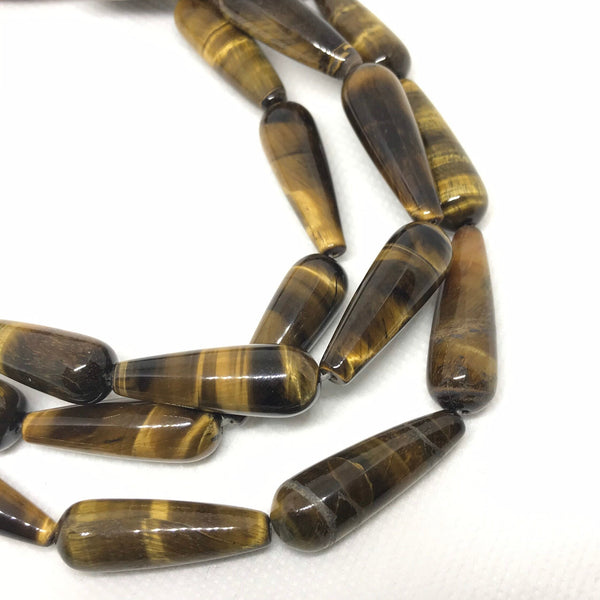Natural Tiger Eye Bead, 10X30MM Briolette Large Tiger Eye Gemstone Bead Necklace, Gift For Women, 16 Inch Strand Bead For Jewelry (# 1167 )