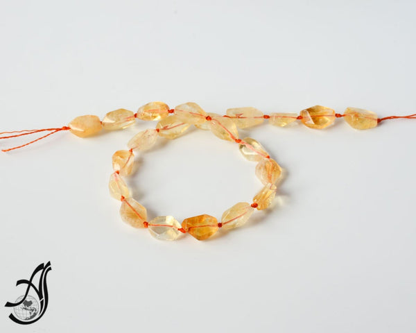 Citrine Tuumble knoted Plain 12x15 mm inch full strand,Yellow,100% Natural Nuggets