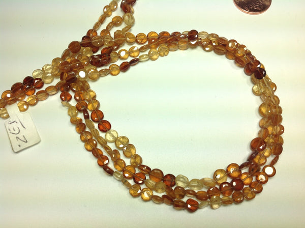 Hesonite faceted coin shape shaded 5.5 mm 14 inch 100% natural, earth mined