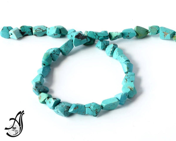 AAA Turquoise Tumble Faceted 10x11 mm Free form15 inch appx., 100% Natural earth mined, very creative &Exceptional