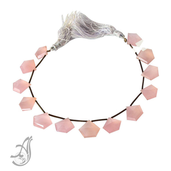 Diamond cut Rose Quartz Beads, 16x15mm Fancy Shape Quartz Bead Necklace, Pink Faceted Quartz Crystal April Birthstone Bead, 8 Inch Strand Bead, Rose Quartz Bead Strand