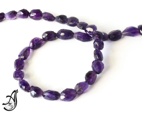 Natural African Amethyst Beads, 11x17mm to 12x17mm nuggets Gemstone For Jewelry Making, Dark Purple Amethyst February Birthstone Jewelry