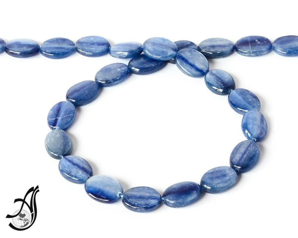 Natural Kyanite Bead, Smooth Kyanite beads Necklace, 10x14mm Oval Kyanite Blue Gemstone For Pendant/Necklace, 16 Inch Bead Strand