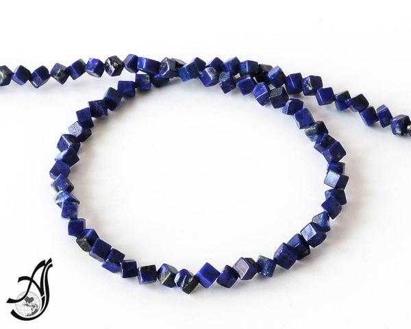 Lapis lazuli Cubes 4mm appx,unusual . top Quality mm,16 inch strand,blue color,100% Natural , best Color,Most creative, GEM.