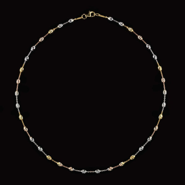 Multi Color Station Chain, 925 Sterling Silver Cable Chain Necklace, Oval Shape Bead Chain For Men, Gift For Women,