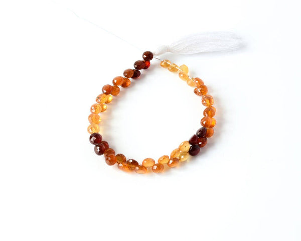 Hessonite Onion shape,Shaded, Faceted 6mm,Brown , Orange , 8 inch 100% natural, Very creative.
