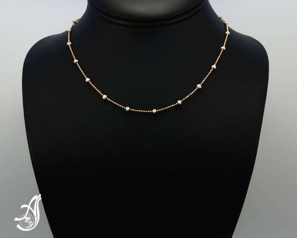 Station Chains, Bead Station Necklace, 925 Sterling Silver Station Chain, Two Tone Chain, Gift For Women & Men (STRM3-2-RW-16 to 29)