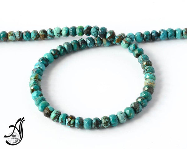 Turquoise Roundale Faceted 7mm 15 inch appx., 100% Natural earth mined, very creative