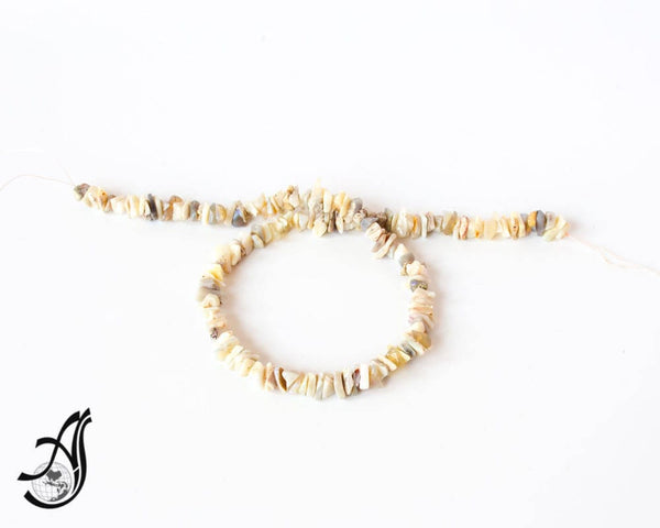 Natural Opal Chips 7mm, white color, cream color
