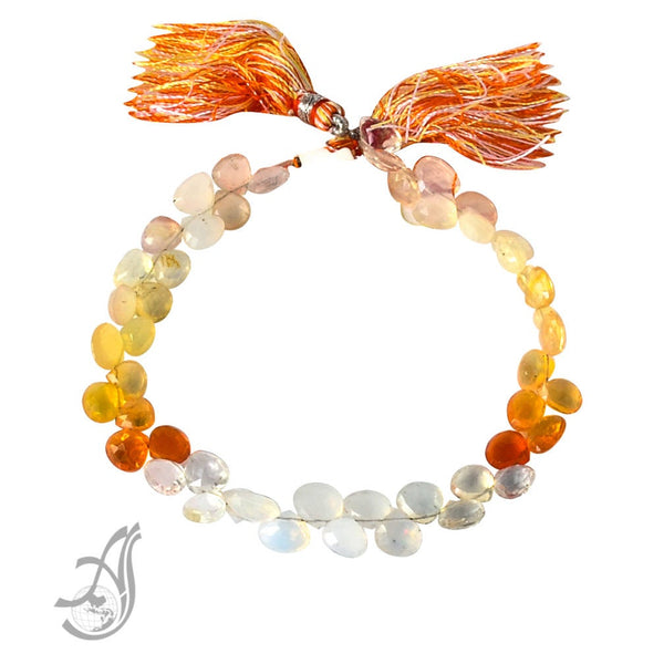 Natural Mexican Fire Opal Beads, Loose Opal Beads Strand, 7X7MM Faceted Opal Beaded Gemstone, 8 Inch Strand Bead, October Birthstone Jewelry