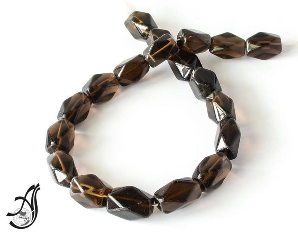 Smokey Quartz Beads Necklace, 12x18mm Barrel Quartz Beads, Faceted Brown Gemstone, Loose Quartz For Jewelry Making ( Code- E.ZV)