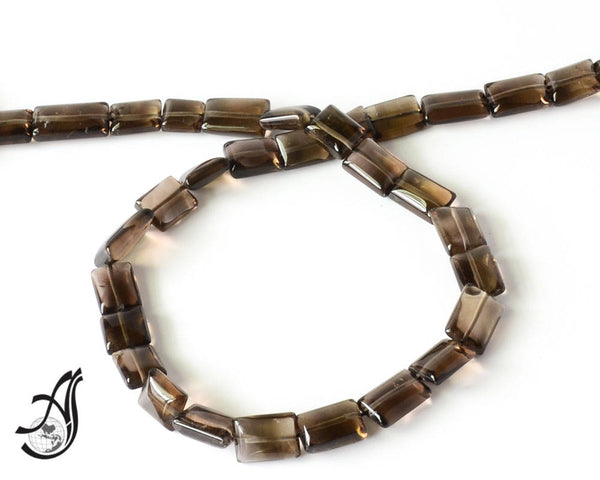 Smokey Quartz Plain Rectangular 8x11 mm appx., 15 inch, Most creative.100% Natural, Lively Brown Color (code- V.AC )