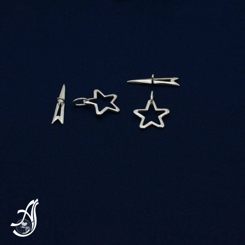 Silver toggle Star clasp, 925 Sterling Silver Clasp For Necklace, (Package of 2 Pairs) AYS-TL-20