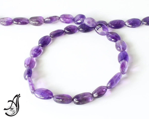 Amethyst Oval Mani shape plain 8x12 mm appx., Purple,full strand 15 inch,Nice quality, transparency,