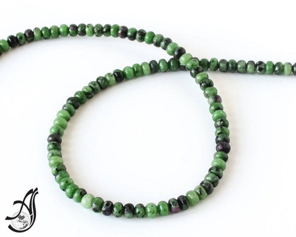 6MM Ruby Zoisite Bead, Smooth Ruby Rondelle Beaded Necklace, 100% Natural Red Ruby For Jewelry, July Birthstone, 15 Inch Strand