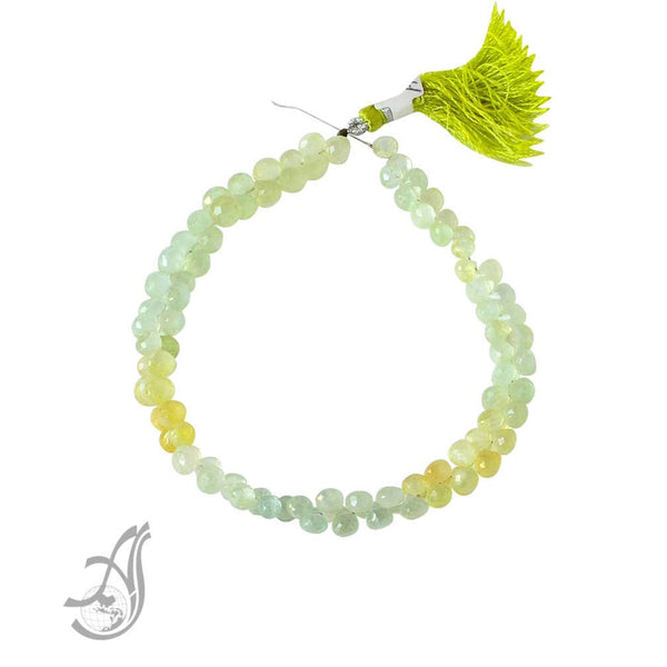 Natural Prehnite Beads,Green to Yellow Prehnite Bead Bracelet For Women, 6mm Faceted Fancy Shape Gemstone For Jewelry Making, 8" Strand Bead