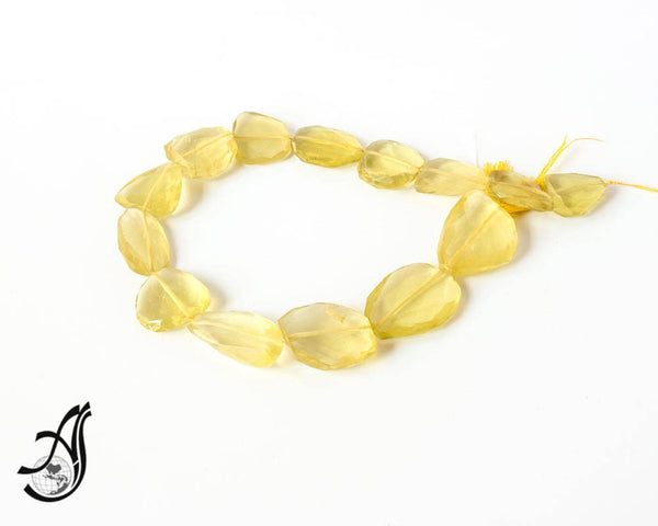 Lemon Citrine Flat Tumble Faceted 17x19 to 22x31appx.Natural earth mined, 16 inch, Creative.Yellow, Lemon Colors,Full Luster.