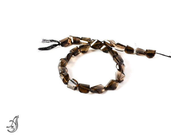 Smokey QTZ Faceted Israeli Tumble Top quality 12x13 to 11x19mm appx. Exceptional-unusal, 15 inch,creative.Best facetting.