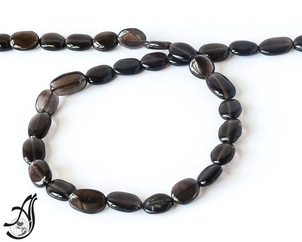 Smokey Quartz Beads, 8x10mm oval Quartz Beads, 100% Natural Quartz Bead Necklace, 15 Inch Strand Bead (code- R.VC )