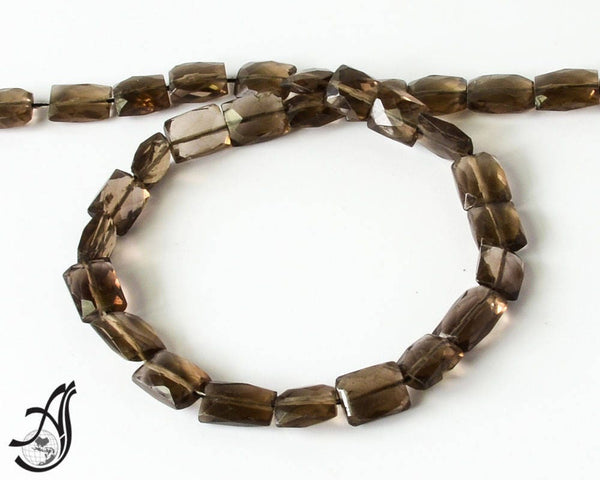 Smokey Quartz Beads, 8x11mm Rectangle Shape Quartz Bead Necklace, 100% Natural Crystal Quartz Bead, 15 Inch Strand Beads (code- V )