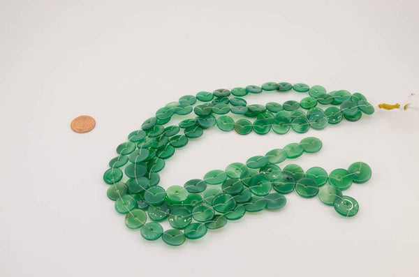 Green Onyx Donut plain 14 mm , Green, , calibrated AAA Quality 15 inch full strand. Very creative