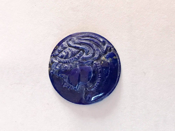 Lapis Lazuli Roun Cab. Hand Artfull Carving 30 mm Natural 100% , No treatment,