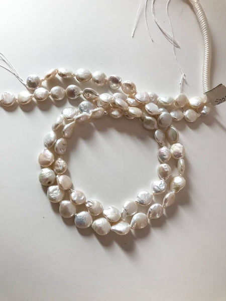 Natural Fresh water Coin Pearl, off white color , 13 mm appx., 16 inch, fine luster , Beautiful & Creative ( AZ) )