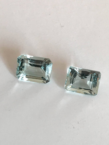 Natural Aquamarine, 6X9MM Emerald Cut Aquamarine, Aquamarine Pair For Earring, March Birthstone (# G00038)