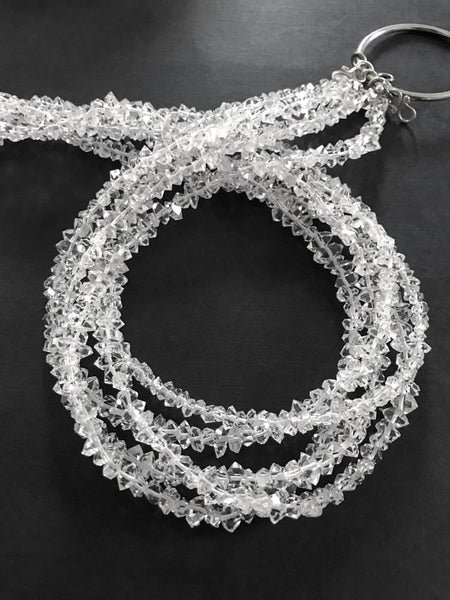 Herkimer Diamond Quartz 3x6 to 3x10 mm appx. 16 inch, Full strand bead 100% Natural as it as mined, alike Diamod, Perfectly clear (# 986)