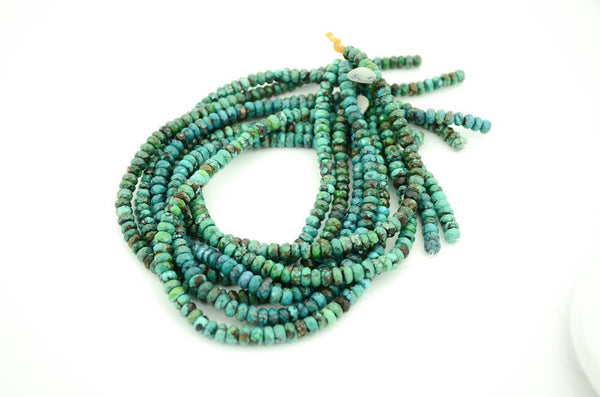 Turquoise Faceted roundale 7mm Appx.Unusual & Creative, Nice Greenish color with some Natural Black patterns on, 100% Natural(#969)
